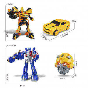 TR10 - ROBOT TRANSFORMABLE EN AUTO AMARILLO Y MASCARA TRANSFORMERS