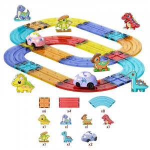 MT71 - PISTA MAGNETICA CON DINOSAURIOS Y AUTITOS