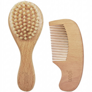 8734 - CEPILLO Y PEINE DE MADERA PARA BEBE